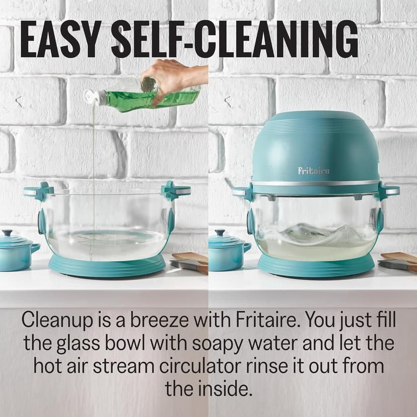 Non-Toxic Air Fryer - Glass AirFryer 5 Quart w/ 360 Visibility, Self-Cleaning, 400F Vortex Air Fryer for Even Cooking, BPA-Free Teflon Free, 6-in-1 Functions, Rotisserie, Roast, Bake, Lavender