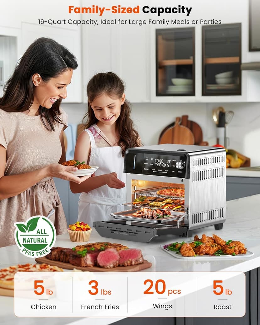 Nuwave Combi Steam Oven, 16Qt All-in-One Stainless Steel Multi-Cooker: Air Fry, Toast, Steam, Sous Vide & More, Precise 50-450°F, Adjustable Moisture, 120 Presets, Programmable Memories, Easy to Clean