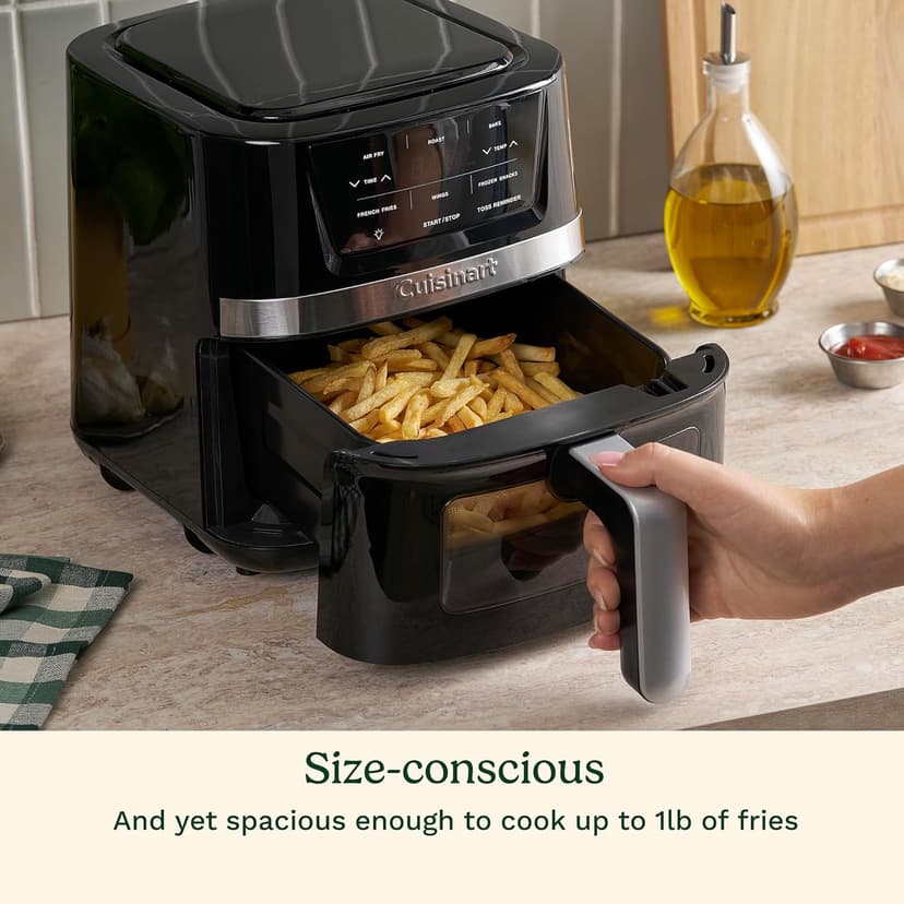Cuisinart Air Fryer Oven, 2.6-Qt Basket Stainless Steel Air Fryer, Kitchen Dishwasher-Safe Parts with 3 Presets to Roast, Bake, & Air Fry, Quick & Easy Electric Fryer Meals, AIR-80