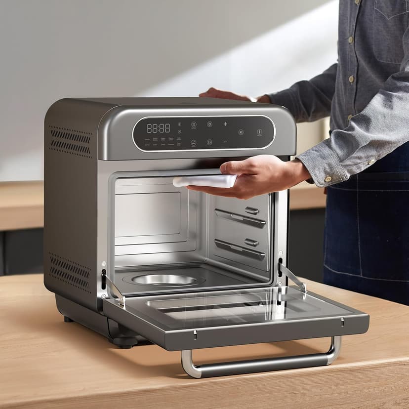 CIARRA Steam Oven Countertop with Air Fryer, 8 in 1 12L Mini Convection Oven with Steam, Rapid Steam, Air Fry, Vapor Bake, Steam Clean, Bake, Dried, Ferment, Grey