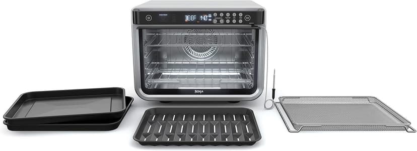 Ninja DT251 Foodi 10-in-1 Smart XL Air Fry Oven, Bake, Broil, Toast, Roast, Digital Toaster, Thermometer, True Surround Convection up to 450°F, includes 6 trays & Recipe Guide, Silver