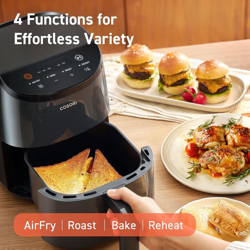 COSORI Air Fryer 2.1 QT, Small & Mini 4-in-1 airfryer Ideal for Simple Meals and Snack, Easy to Leftover Food to Crispy, Up to 97% Less Oil, 30 In-App Recipes, Nonstick & Dishwasher-Safe Basket