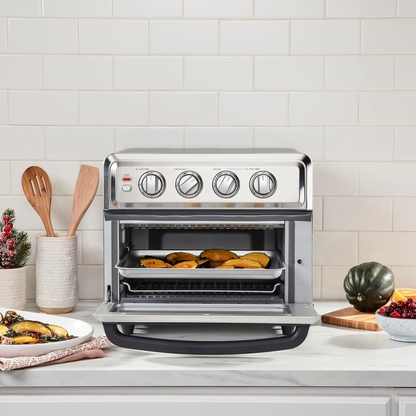 Cuisinart Air Fryer + Convection Toaster Oven, 8-1 Oven with Bake, Grill, Broil & Warm Options, Stainless Steel, TOA-70 & AMB-TOBBP Toaster Oven Baking Dish, silver, 1.12"" x 0.86"" x 0.16"""