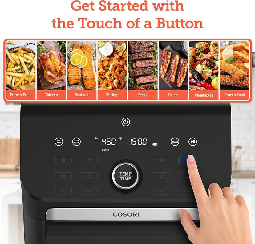 COSORI Air Fryer Toaster Oven Combo, 10 Qt Family Size, 14-in-1 Functions with Dehydrate, Roast, Smart Control Through Phone & Voice, 1000+ In-APP Recipes & 6 Dishwasher -Safe Accessories, Black