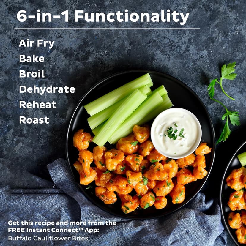 Instant Pot Vortex Plus 6QT XL Air Fryer, 6-in-1, Broils, Dehydrates, Crisps, Roasts, Reheats, Bakes for Quick Easy Meals, 100+ In-App Recipes, Dishwasher-Safe, from the Makers of Instant Pot, Black