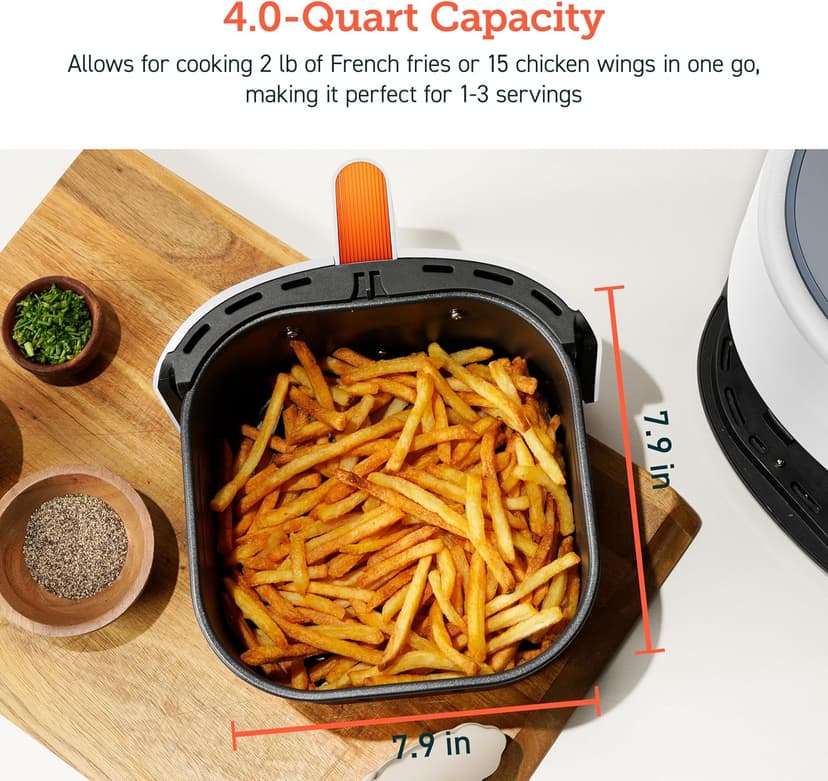 Cosori Air Fryer 4 Qt, 7 Cooking Functions Airfryer, 150+ Recipes on Free App, 97% less fat Freidora de Aire, Dishwasher-safe, Designed for 1-3 People, Lite 4.0-Quart Smart Air Fryer, White