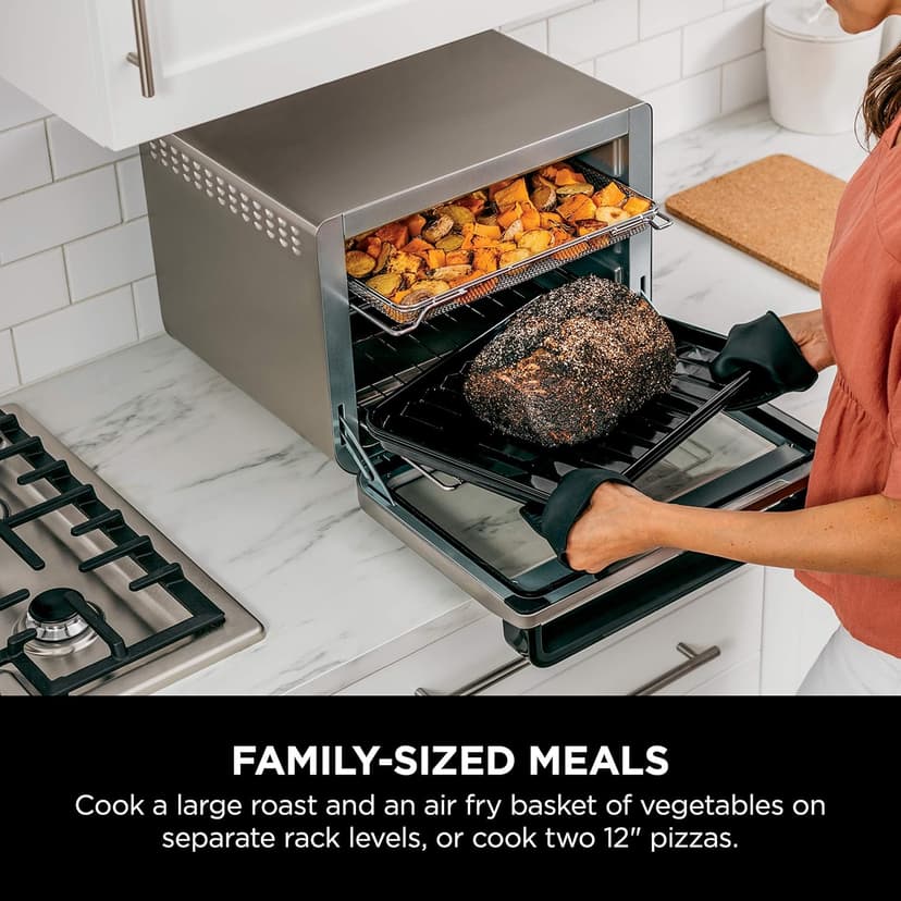 Ninja Air Fryer and Toaster Oven, Foodi Series, XL Pro Air Oven Kitchen Countertop Convection, 10-in-1 Functions, Fits a 5-lb Chicken and Sheet Pan of Vegetables, 1800 Watts, Stainless Steel, DT201