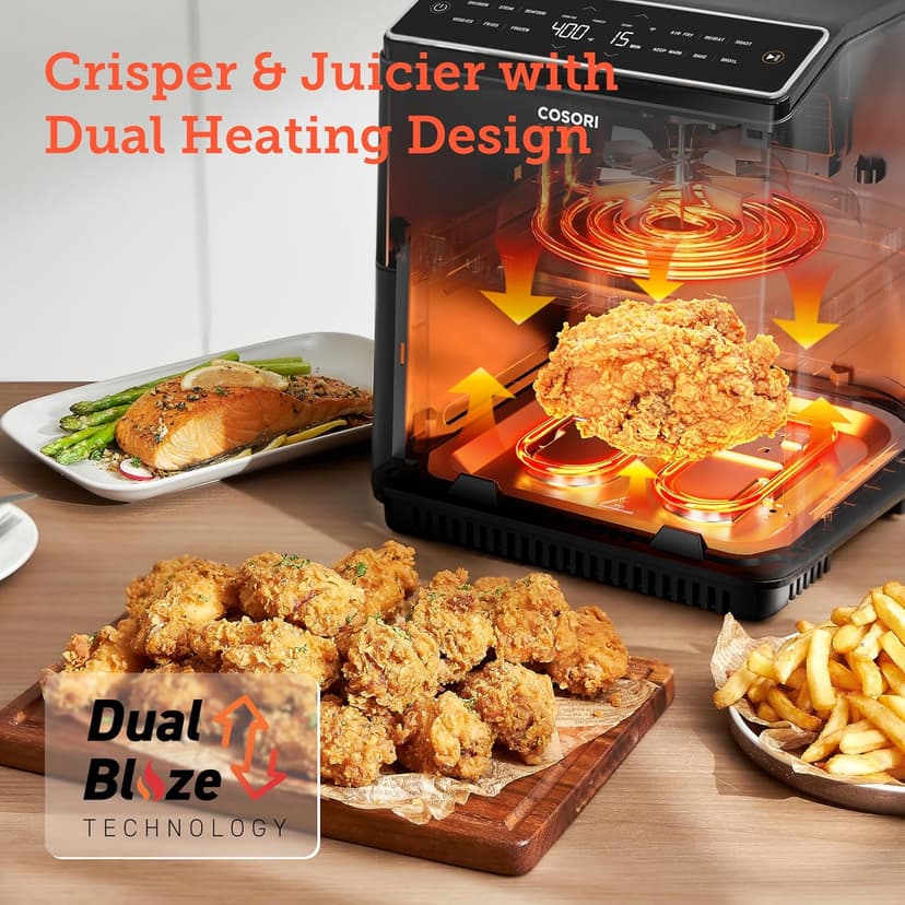 COSORI 6.8Qt Air Fryer, 12-in-1 Dual Blaze for 360° Crispy Meals, No Shaking & Preheating to Fast Cooking with Bake, Roast, Broil, 100+In-App Recipes, Dishwasher Safe