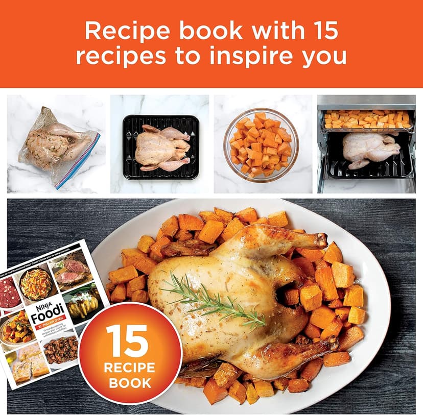 Ninja Air Fryer and Toaster Oven, Foodi Series, XL Pro Air Oven Kitchen Countertop Convection, 10-in-1 Functions, Fits a 5-lb Chicken and Sheet Pan of Vegetables, 1800 Watts, Stainless Steel, DT201