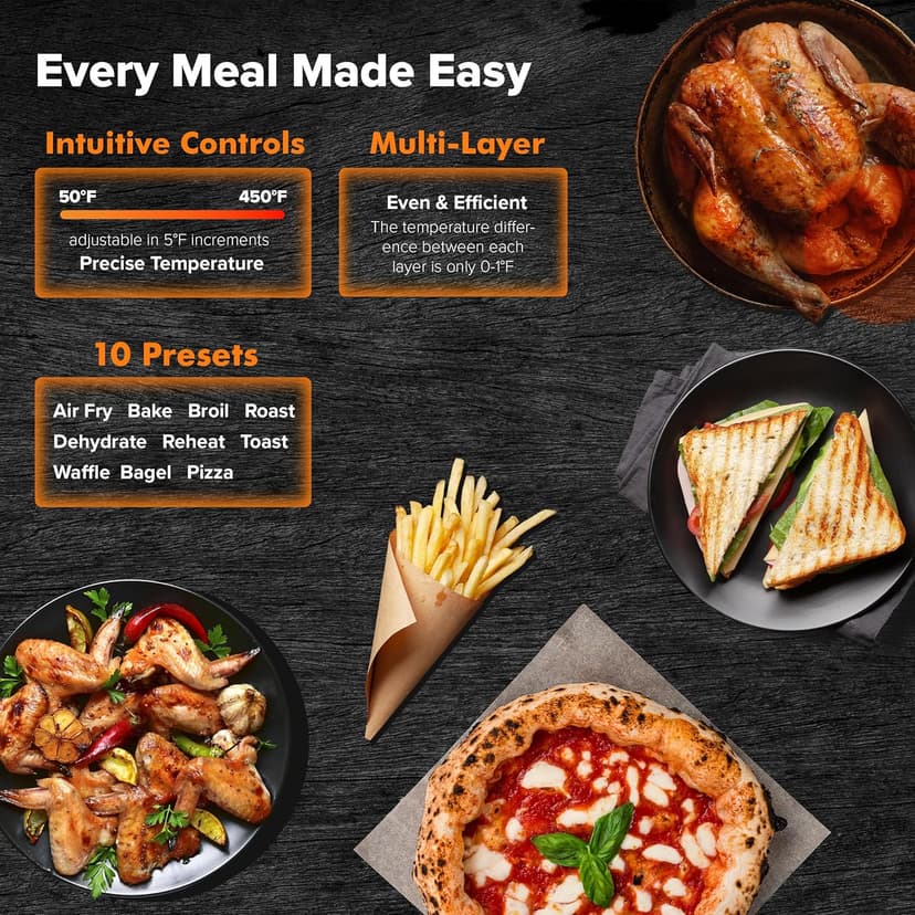 Nuwave Bravo Pro Smart 21QT Toaster Oven Air Fryer Combo, Convection Oven Countertop, 10 functions all in 1, with even & quick crisp technology, 50-450°F, 1800W, Stainless Steel