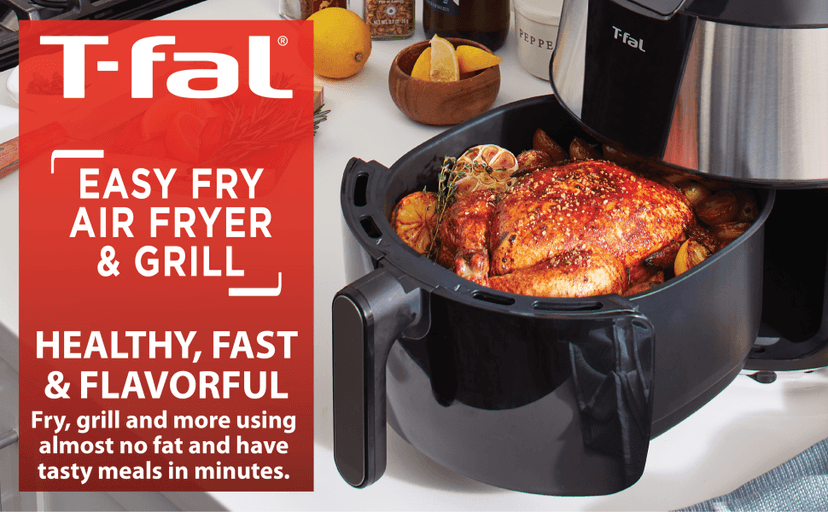 T-fal Easy Fry XXL Air Fryer & Grill Combo with One-Touch Screen, 8 Preset Programs, 5.9 quarts, Black & Stainless Steel
